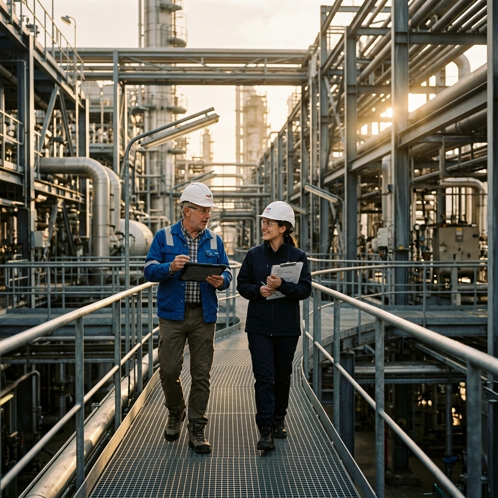 Inspectors walking through a facility
